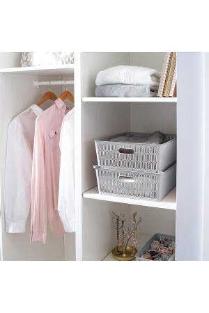 Footed Basket Stackable 2 X 12 Liter Multi-Purpose Organizer Basket - Koruca