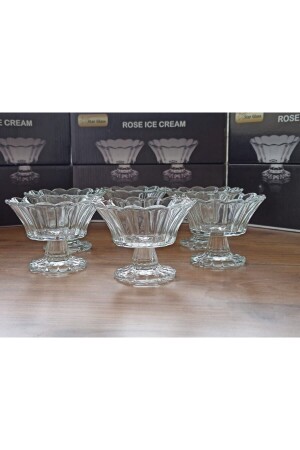 Footed Glass Jam Bowl, Turkish Delight, Sugar Bowl, 6 Pieces MR348 - star glass
