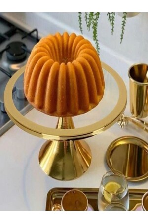 Footed Gold Color Round Cake Stand, cake, cookie, presentation Stand, dowry, wedding Gift Yuvpastagold01 - Fiyakalı Ürünler Atölyesi
