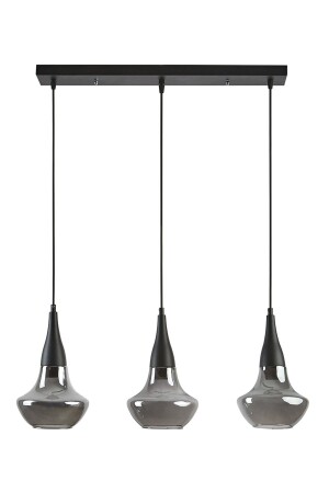 Fora Special Design Living Room - Kitchen - Bedroom Black Color Smoked Glass Row Pendant Lamp 3-Piece Chandelier FORS773 - Modavize