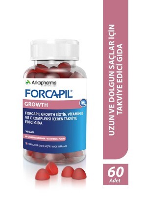 Forcapil® Growth Gummies – Food Supplement to Support Hair Growth - 60 Chewable Forms - Arkopharma