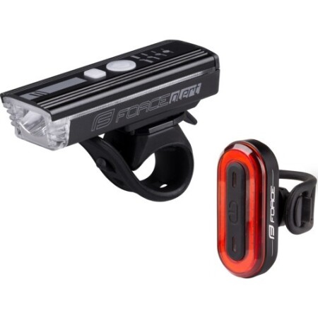 FORCE Futuro headlight set, USB rechargeable (black) - Force