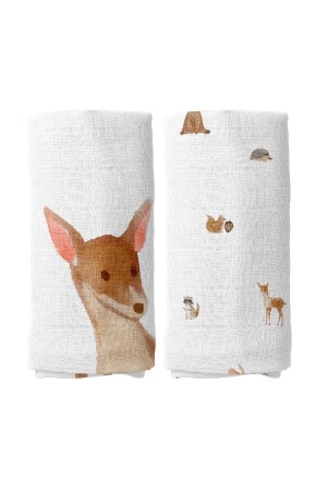 Forest Amigos Cotton Muslin Cover Set (90X90 CM PACK OF 2) BABYMUSLIN1060 - Casadora Baby