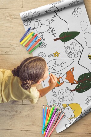 Forest Animals Activity Coloring Sheet 2. 5 Meter Roll - Educational Activity Sheet for Baby and Child C03A - Enjoymydesign