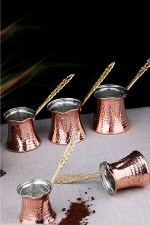 Forged Copper 5-Piece Coffee Pot Set Turkish Coffee grbkrczve101 - GÜR BAKIR