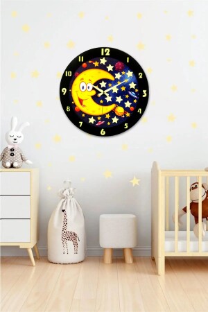 MNZ- Phosphorescent Children's Room Wall Clock / طباعة رقمية / 48 سم ساعة نصف النهار - enmalife