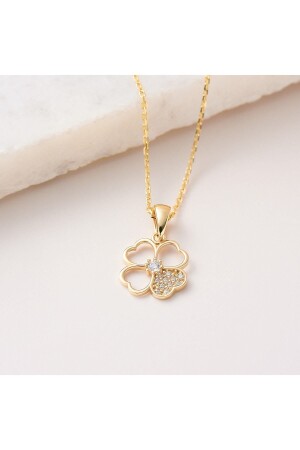 Four Leaf Clover Lucky Heart Pendant 14k Gold _ Sold Without Chain, 0,70gr SKYL20 - Garogold