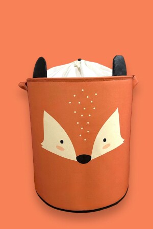 Fox Designed Drawstring Baby Kids Room Organizer Storage Box Toy Dirty Basket 37x40 - Prendi Home
