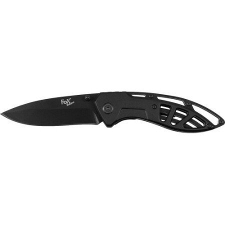 FoxOutdoor marka, siyah, delikli metal saplı bıçak. - FoxOutdoor