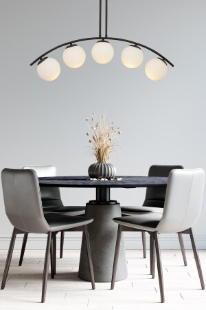 Fralde 5-Piece Black Modern Retro Living Room Chandelier Suitable for Kitchen Cafe Restaurant 3472-05-BL - Apliqa