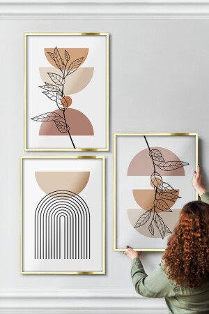 Framed Painting Modern Artistic Decoration Home Decor Triple Frame Abstract ÖZC-448 - ÖZCANLAR ÇERÇEVE