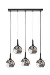Fred Moderne dekorative Reihen-Pendelleuchte aus schwarzem Rauchglas über dem Esstisch, Wohnzimmer-Kronleuchter, 5 Stück, TYC00766046102 - Fer Avize