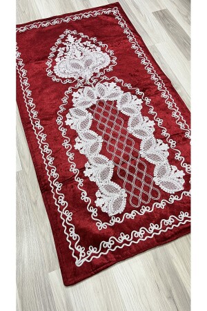 French Guipure Embroidered Velvet Dowry Bridal Set Prayer Rug - Ayhanhome