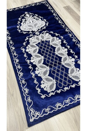 French Guipure Embroidered Velvet Dowry Bridal Set Prayer Rug - Ayhanhome