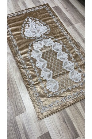 French Guipure Embroidered Velvet Dowry Bridal Set Prayer Rug - Ayhanhome
