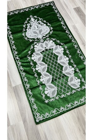 French Guipure Embroidered Velvet Dowry Bridal Set Prayer Rug - Ayhanhome