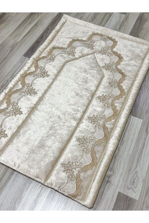 French Guipure Embroidered Velvet Dowry Bridal Set Prayer Rug - Ayhanhome