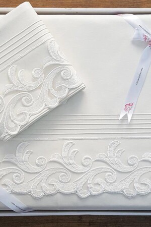 French Guipure Ribbed Belinda Duvet Cover Set Cream 178813 - Çeyiz Diyarı