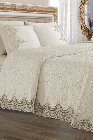 French Lace Double Cream Blanket Set Dowry Bedspread Set (BOXED) TYC8GN53GN169218389065109 - Madame Gamze