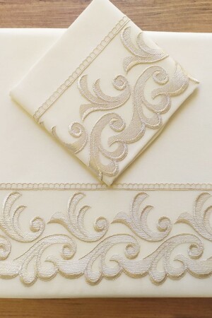French Laced Belinda Duvet Cover Set 6 Pieces Cream Cappucino CD445546 - Çeyiz Diyarı