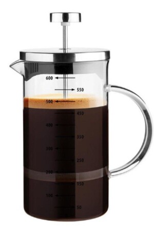 French Press Demlik Ölçü Kabı 3in1 Ürün Borosilikat Cam Frenchpress 600 ml Vira-Demlik - viravira