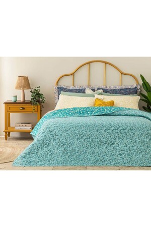 Fresh Blossom King Size Mehrzweckdecke 240 x 220 cm grün - English Home