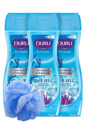 Fresh Sensations Ocean Freshness Shower Gel 3x450ml with Bath Loofah 508442-3LH - Duru