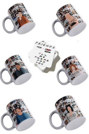 Friends Full Squad Fotoalbum, 6-teiliges Tassen-Set aus Porzellan, 6-teilige MDF-Untersetzer mit Geschenk rmz00786o - remonz