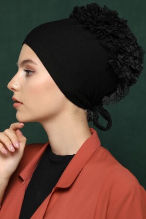 Frilly Bonnet Black - Special Design - New Model Hijab Clothing - Miray