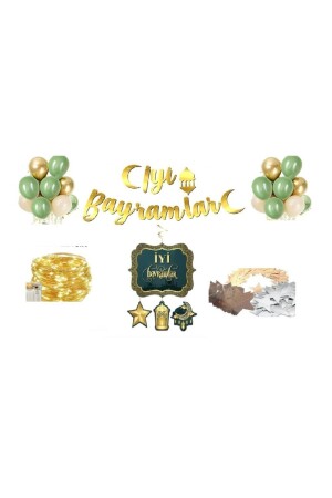 Frohe Feiertage-Set mit 10 Luftballons, Eid-Banner, Ramadan-Fest, PRA-8619102-3053 - Masalsı Concept