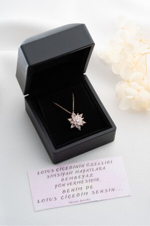 Frosted White Lotus Flower Necklace in 925 Sterling Silver Light Box - Silvano Jewelry