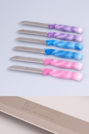 Fruit and Vegetable Knife Serrated 6 Pieces Marble 3 Colors - Solingen