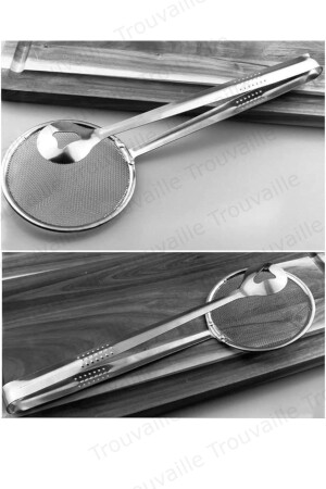 Frying and Boiling Tongs Steel Colander with Strainer - Kitchen Damys