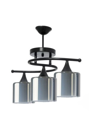 Fuji Living Room - Kitchen - Bedroom Black Modern Smoked Double Glass Triple Chandelier Fujiblacksmokedtriple - Modavize