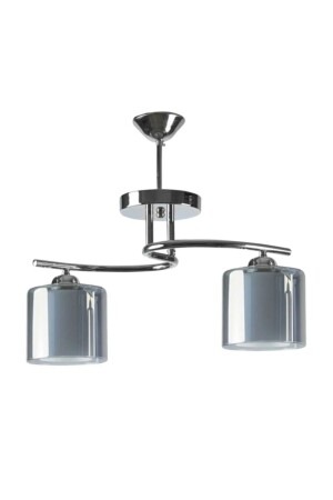 Fuji Modern Chrome Color Smoked Double Glass Living Room - Kitchen - Bedroom 2 Piece Chandelier fujikrmçcikili - Fer Avize