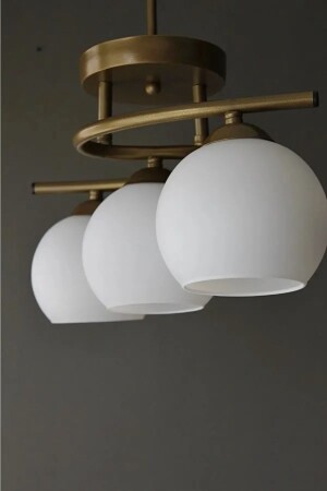 Fuji Modern Decorative Living Room - Kitchen - Bedroom Antique Color White Glass 3-Piece Chandelier - Modavize