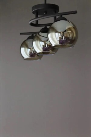 Fuji Modern Decorative Living Room - Kitchen - Bedroom Black Color Smoked Glass 3-Piece Chandelier - Modavize