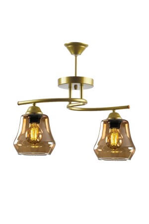 Fuji Modern Decorative Oval Glass Antique Smoked Glass Living Room - Kitchen - Bedroom 2-Piece Chandelier bfuji2348 - Fer Avize