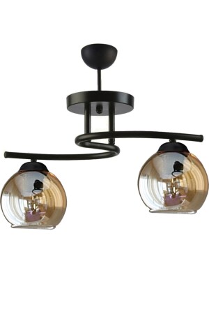 Fuji Modern Dekoratif Siyah Renk Bal Camlı Salon - Mutfak - Yatak Odası 2 Li Avize TYC00393135965 - Fer Avize