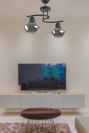 Fuji Special Design Living Room - Kitchen - Bedroom Black Color Smoked Glass 2 Piece Chandelier TYC00514116648 - Modavize