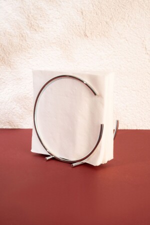 Full Moon Model Silver Stainless Filled Iron Luxury Napkin Holder Presentation Kitchen Decoration Tableware - Mba Decor Metal Bending Art