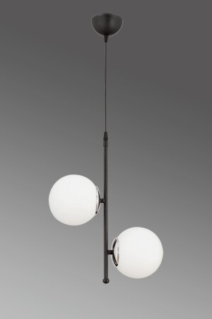 Fulya 2-Piece Modern White Globe Glass Pendant Lamp Chandelier FULYA BLACK - ESSLİGHT