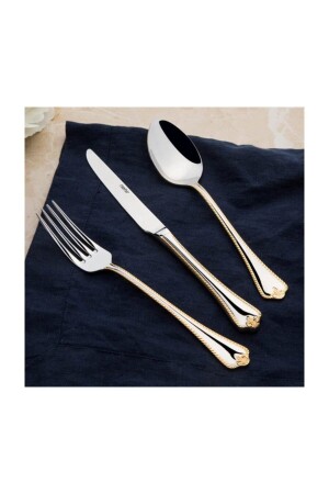 Fulya 24 Carat Plain Gold Plated 89 Piece Fork Spoon Knife Set with Cardboard Box 1187801 - Nehir