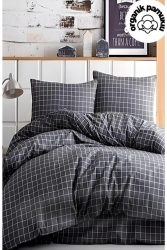 Fümeminika Çift Kişilik Pamuklu Nevresim Takımı Gri 0202Sheri2 - Sheri Home Tekstil