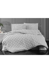 Fümeminikaro Tek Kişilik Pamuklu Nevresim Takımı Beyaz 0202Sheri - Sheri Home Tekstil
