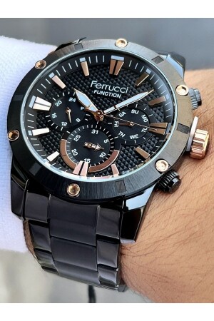 Function Steel Strap Black Color Men's Wristwatch 3 Atm Waterproof FRC719 - Ferrucci