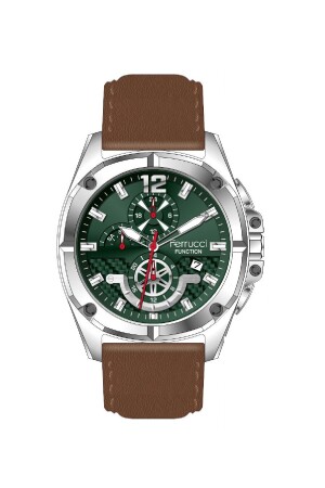 Functions Active Men's Wristwatch 3 Atm Waterproof Brown Color Leather Strap FRC733 - Ferrucci