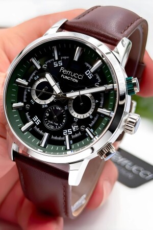 Functions and Calendar Active Bitter Brown Color Leather Strap Men's Wristwatch Zmfer064 zmfer064 - Ferrucci