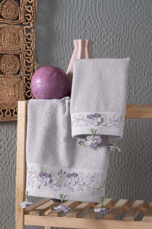 Funda Embroidered 2-Piece Towel Set Lilac 30x50 50x80 ARL01999 - Arliva Home