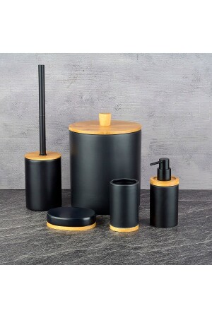 Fünfteiliges Badezimmer-Set aus Keramik, Schwarz THN17010 - Tohana